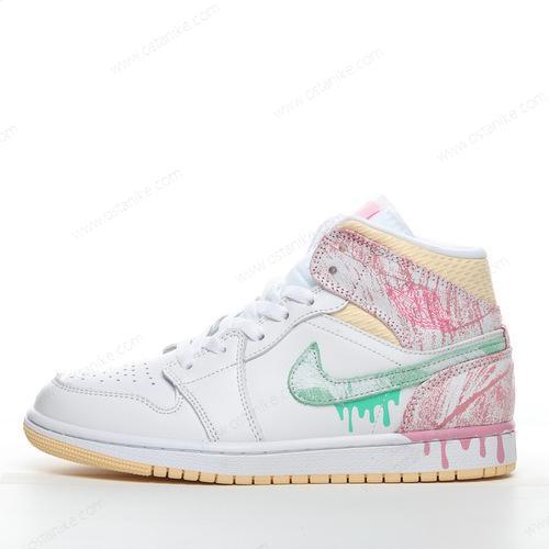 Halvat Nike Air Jordan 1 Mid ‘Valkoinen Vihreä Vaaleanpunainen’ Kengät DD1666-100